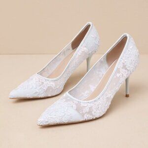 Lulus Millie Rose Baby Blue Mesh Pointed-Toe Pumps